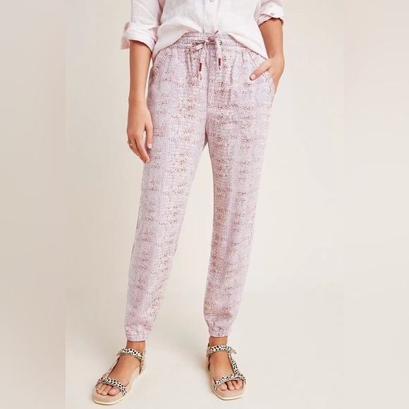 Anthropologie Orana Printed Joggers Pink Snakeskin Print Pants | Size Medium - Picture 9 of 11